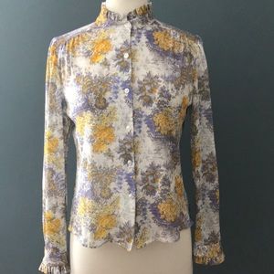 Vintage Floral Button Down Blouse